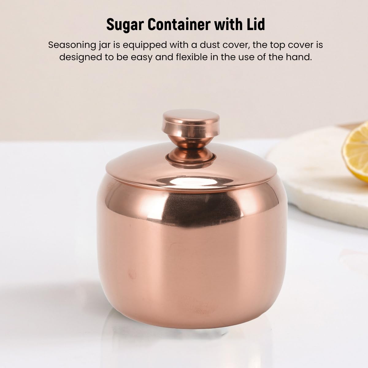 Locadence Stainless Steel Seasoning Box, Condiment Canisters Pots, Sugar Storage Bottle with Lid for Salt, Sugar, Sesame Seeds, Home Kitchen Restaurant (Rose Gold)