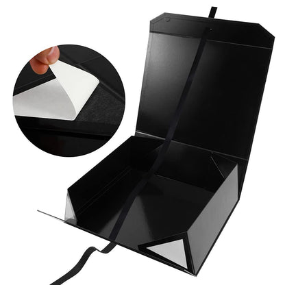 GoooodGift Extra Large Black Gift Box 19x16x6 Inches, Huge Gift Box with Ribbon Lid Magnetic Closure, Groomsman Proposal Box, Gift Boxes for Wedding Dress (Glossy Black)