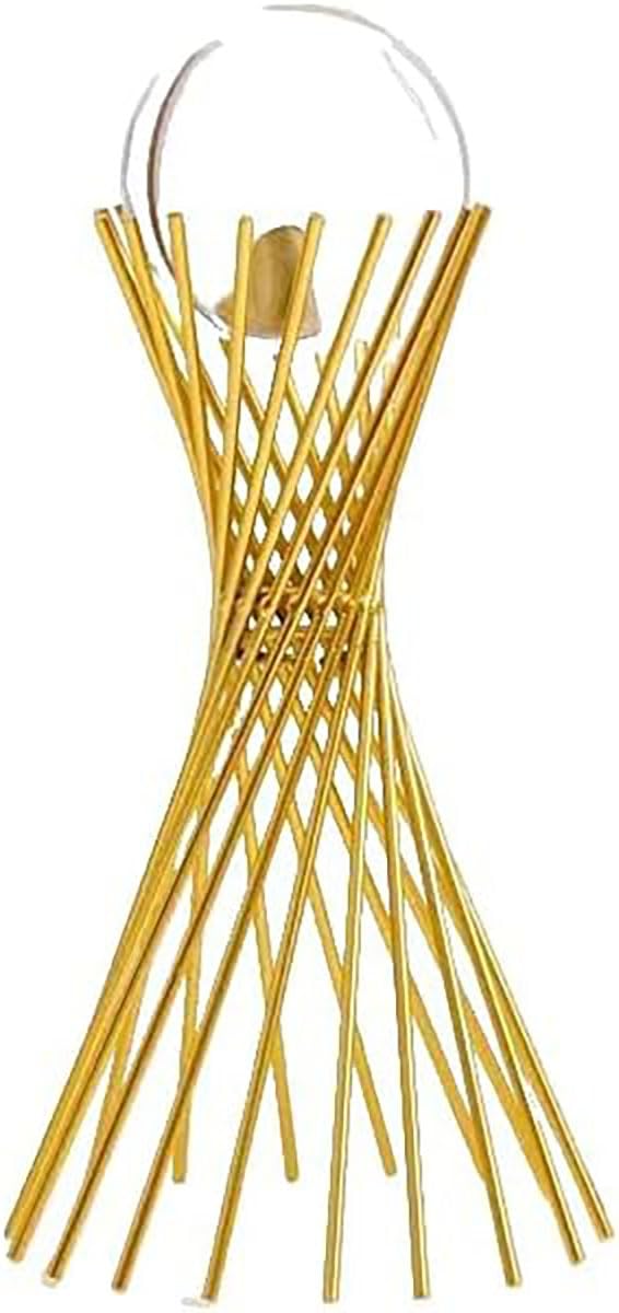 WQKING 3D Modern Abstract Art Crystal Ball with Gold Iron Stand Decorative Ornaments for Living Room Bedroom TV Cabinet Crafts Gifts Office Home Deco (5.5" D x 3.1" W x 7" H)