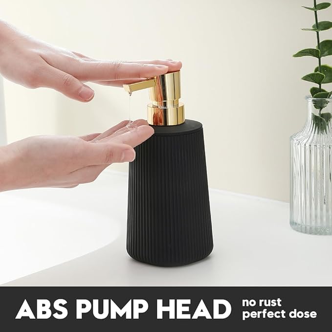 Small Soap Dispenser for Bathroom and Kitchen, Modern Farmhouse Striped Style