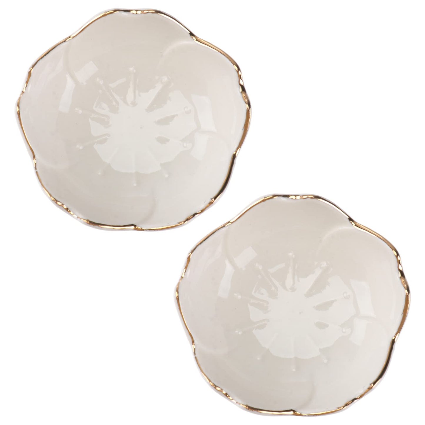 Yardwe Seasoning Dipping Bowl Set 2Pcs Porcelain Sauce Dishes 2.75 Inch Ceramic Condiment Plates for Kitchen Dining Bbq and Outdoor