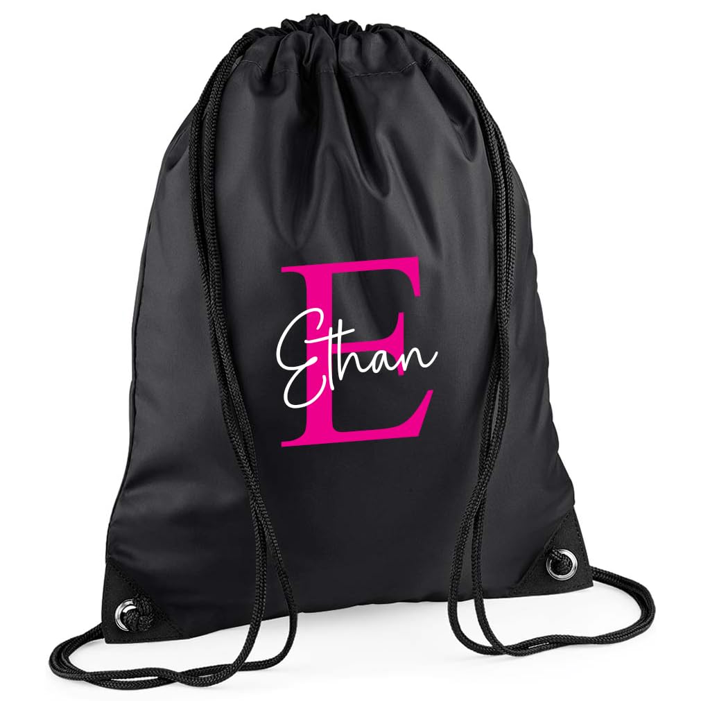 Chicken Craft Customisable Personalised Drawstring Bag - Ideal PE Kit, Gym, and Swimming Bag for Boys, Girls, Kids in Nursery and Primary School, Available with Monogrammed Initial and Name