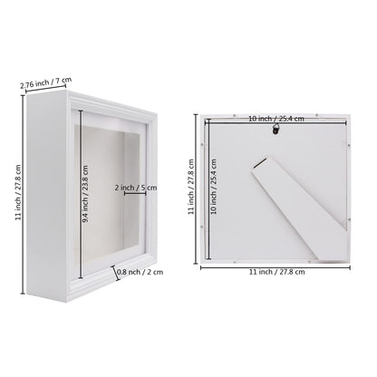 10x10 Shadow Box Frame, 3D Shadow Box Display Case with European Border, Memory Box for Baby Handprint & Footprint DIY Hand Foot Print 3D Plaster, Collages, Collections, Mementos(2-inch Depth, White)