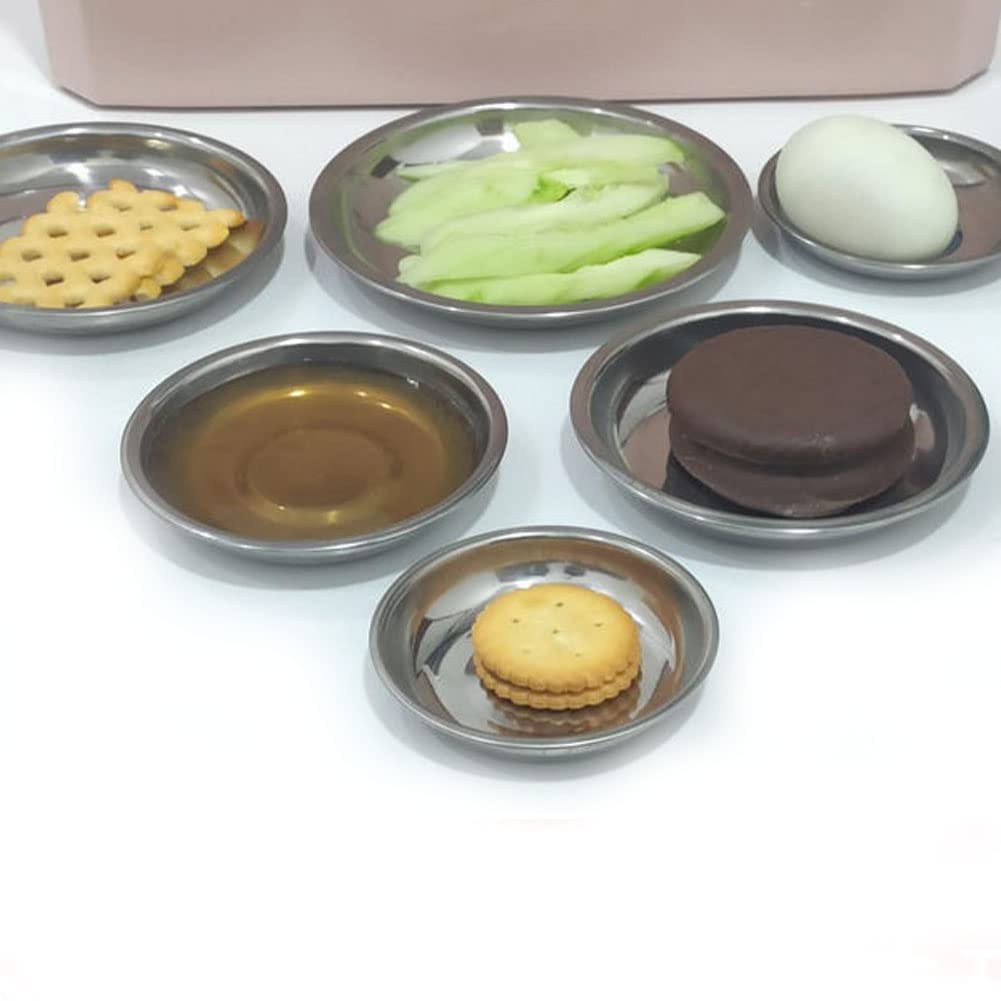 esowemsn 10PCS Stainless Steel Sauce Dishes Mini Appetizer Serving Plates 4inch Round Seasoning Dishes Sushi Dipping Bowl for Home Kitchen Restaurant