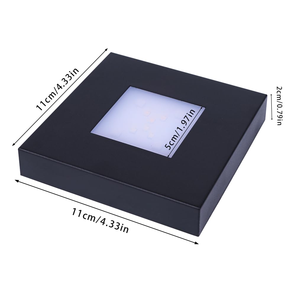 PHOSOK 4.33 inch LED Multimodal Multicolor Light Stand Base - Black Square Display Base for 3D Crystal Glass Art - USB/Battery Powered Crystal Stand