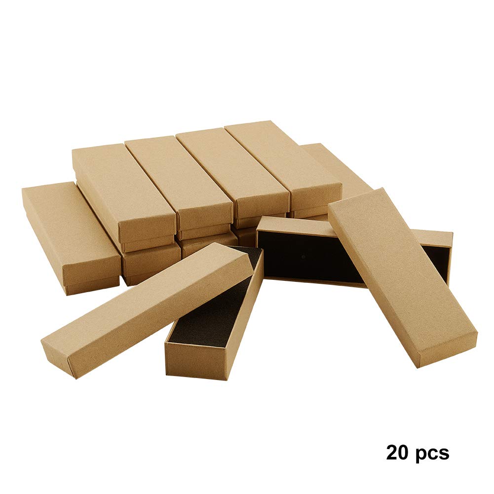 PH PandaHall 20 Pack Jewelry Gift Boxes, Valentine Necklace Bracelet Box Rectangle Packing Boxes with Sponge for Selling Pen Jewelry Birthday Wedding Engagement Mother's Day 1.6x5.2x1”