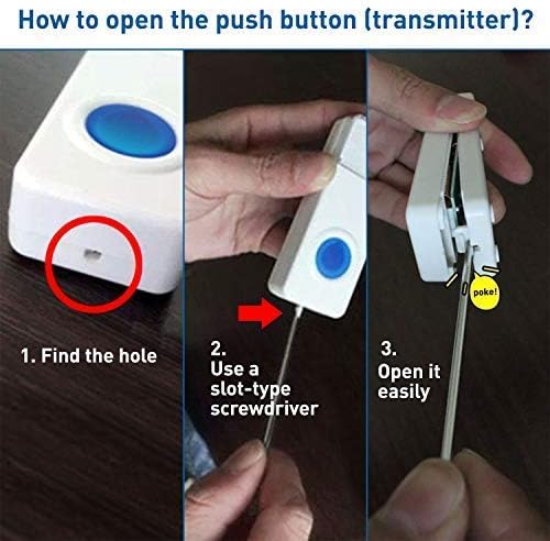 SadoTech Wireless Doorbell for Home - Battery Operated, 1000 Feet, Waterproof Door Bell w/LED Flash, 1 push button + 1 receiver, Waterproof White