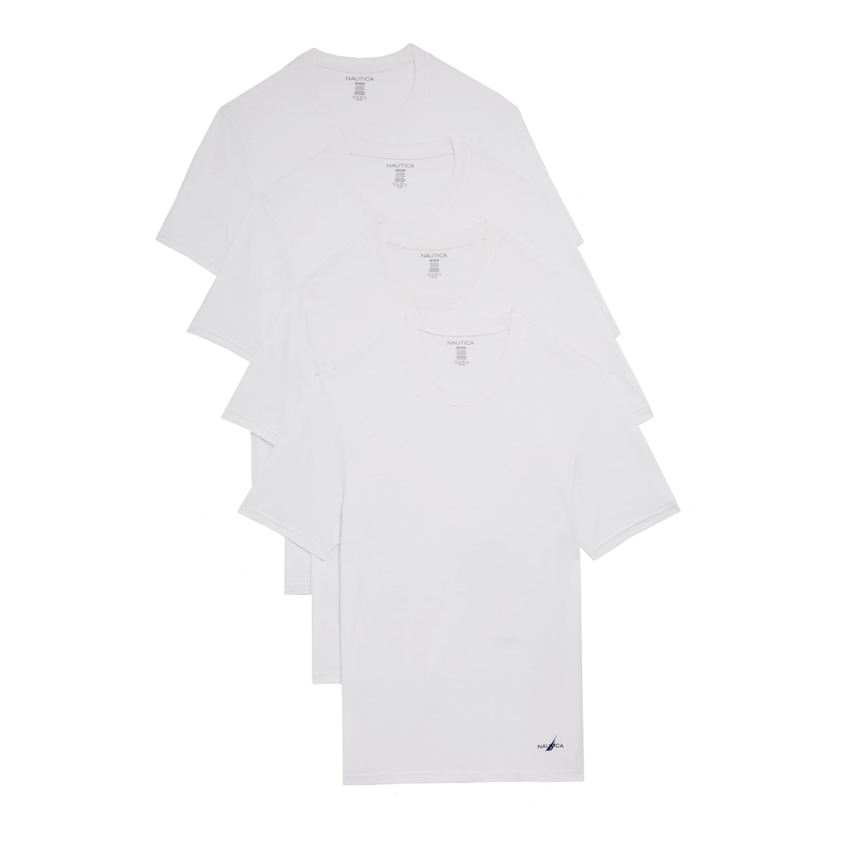 Nautica Men's 4-Pack Cotton Limited Edition Crew Neck T-Shirts, White 05 Logo