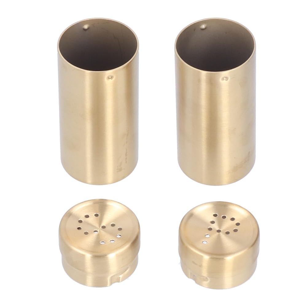 MOPFOL 2Pcs Stainless Steel Seasoning Jars - Golden Kitchen Salt and Sugar Shakers with Dispensing Control, Refillable Seasoning Bottles