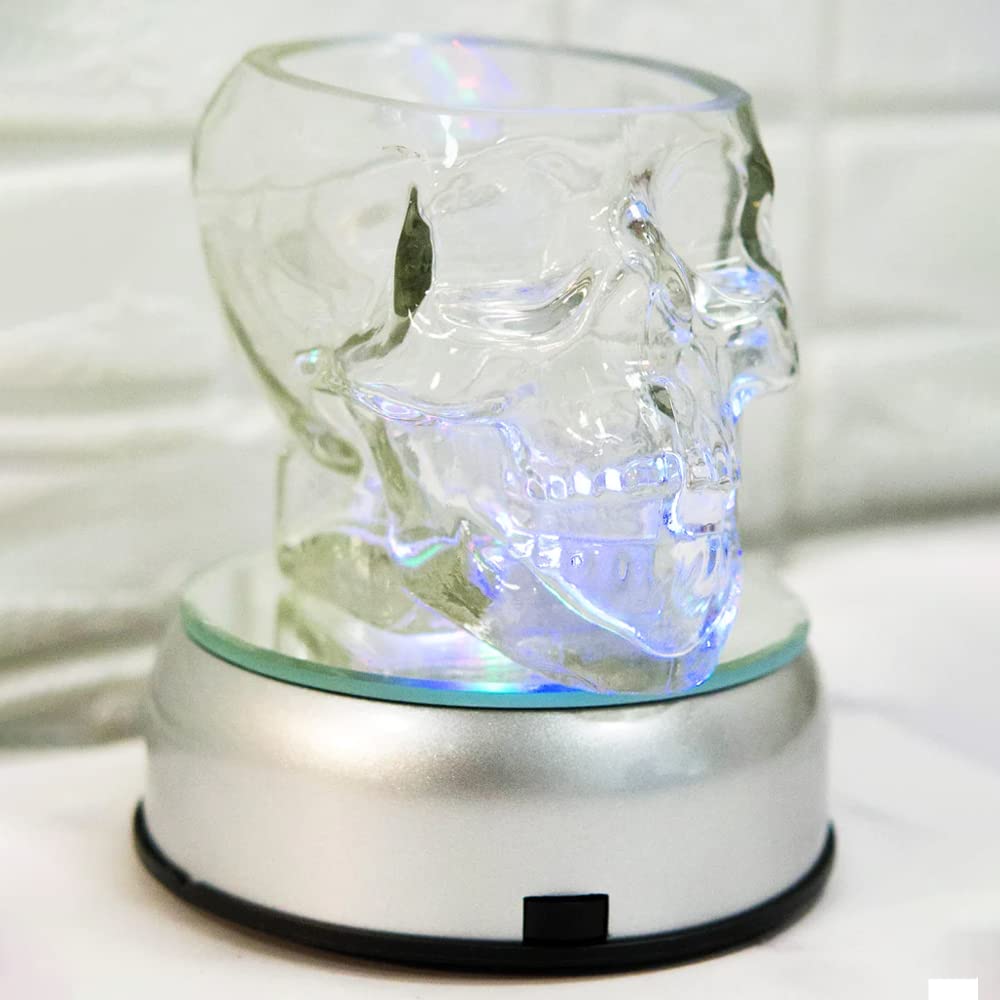 Watris Veiyi 4" LED Colorful Rotating Display Base, Light Rotating Crystal Display Base, Display Base Stand Turner for Crystals Glass Art and Cup