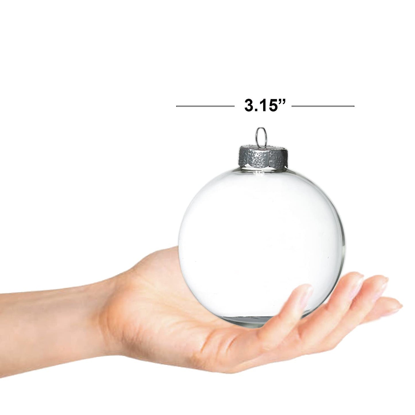 4E's Novelty 12-Pack 3.15 Inch Clear Glass Christmas Ornament Balls - Fillable with Hanging Cord, DIY Glass Ornaments for Xmas Tree