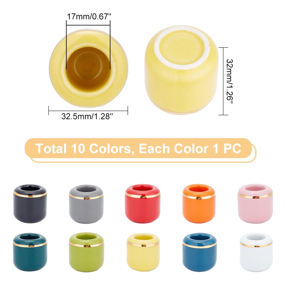 AHANDMAKER 10 Pieces Ceramic Candle Holder Gold Porcelain Chime Candle Holder for Taper, Rituals, Spells, Vigil, Altar, Wiccan Supplies & More 0.7 Inches in Diameter