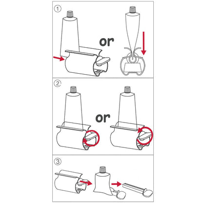 XYKEEY Set of 2 Toothpaste Squeezer Rollers, Metal Toothpaste Tube Wringer Seat Holder Stand (Orange)
