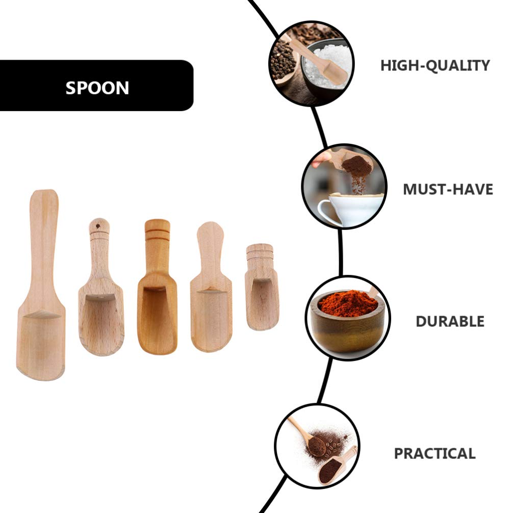 DOITOOL 10Pcs Small Salt Spoon Wooden Salt Spoon Set Mini Tea Scoop and Seasoning for Tea Leaves Bath Condiments Flour Smooth Surface for Kitchen Home Use
