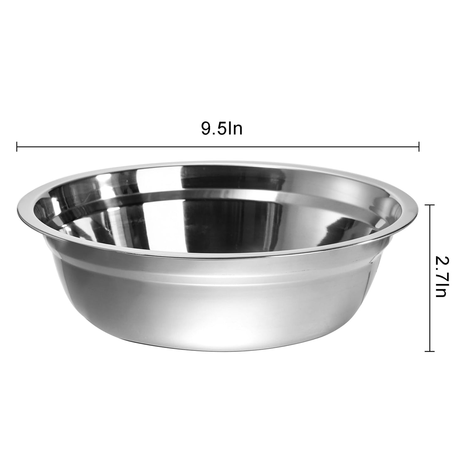 WUWEOT 8 Pack Stainless Steel Prep Bowls, 9.5" x 2.7" Wide Metal Mixing Bowls, 2 Quart Deep Serving Bowl, Round Camping Plates for Cooking, Baking, Prepping, Serving