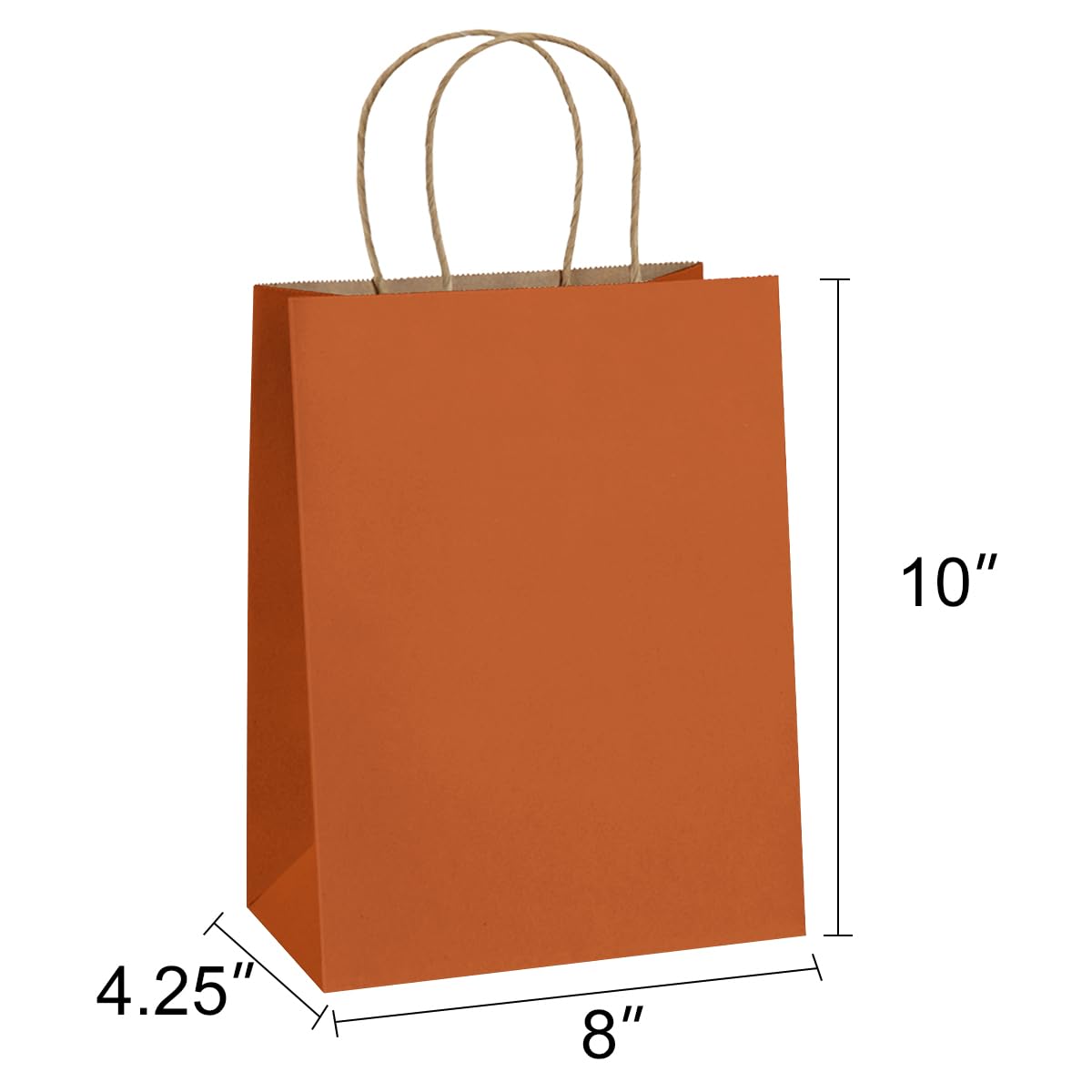 BagDream Gift Bags 8x4.25x10.5 Inches 25Pcs Orange Kraft Paper Bags with Handles, for Shopping, Retail, Merchandise, Business, Party Favor, Halloween Paper Gift Sacks