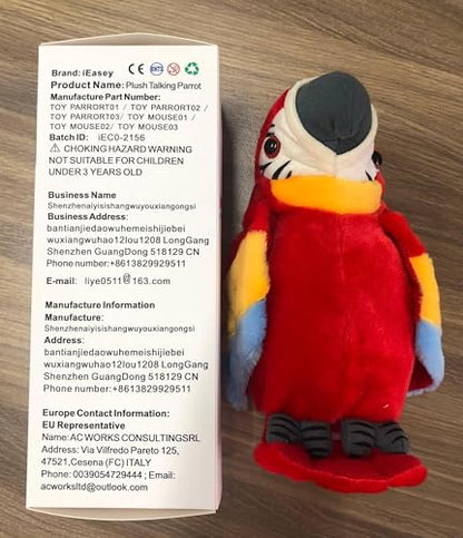 Kids Cutiest Talking Parrot Toy Mimicry Pet Speaking Plush Toy Repeat What You Say Waving Wings Electronic Record Bird Toy Stuffed Animal Interactive Sensory Educational Toy Birthday Xmas Gift