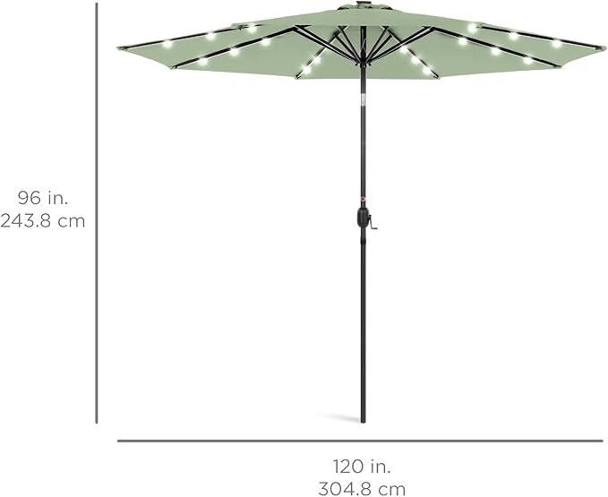 Best Choice Products 10ft Solar Polyester LED Lighted Patio Umbrella w/Tilt Adjustment and UV-Resistant Fabric