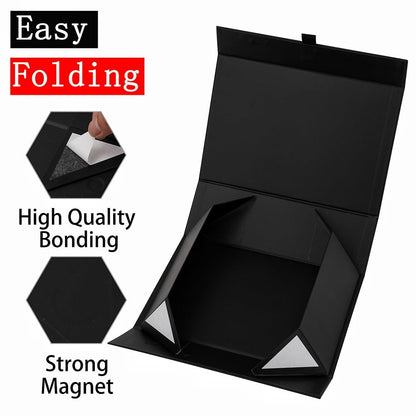 PLINJOY Extra Large Black Gift Box 16.5x14x5.5 Inches,Gift Boxs for Presents with Lid Magnetic Closure Collapsible,Groomsman Proposal Box,Birthday, Christmas,for Clothes and Large Gifts