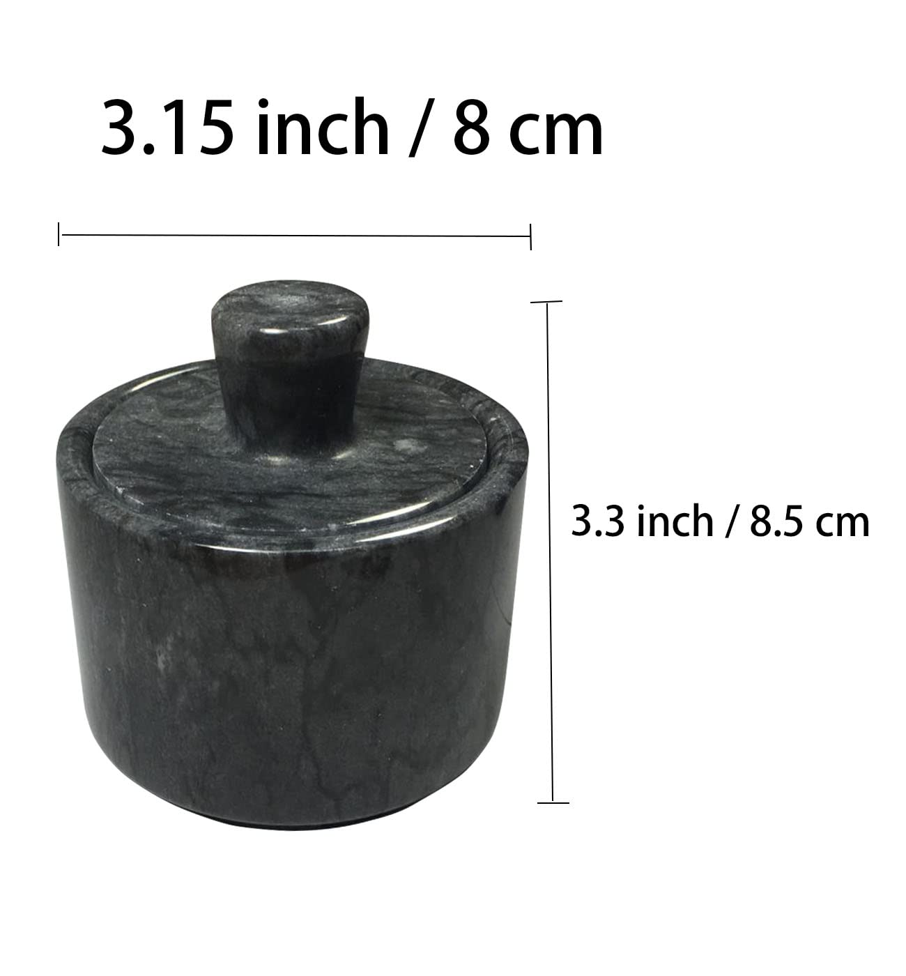 Marble Salt Cellars, Black Salt box With Cover, Salt Holder Storage Container for Counter, Kitchen Salt Container with
