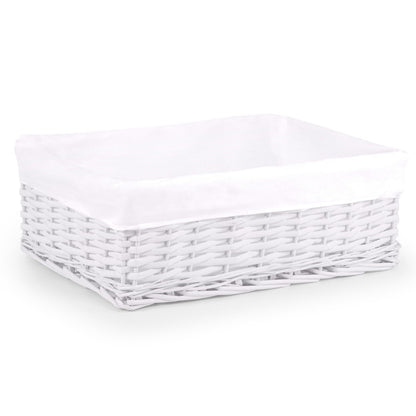 woodluv New White Wicker Storage Basket With White Cloth Lining (Large)