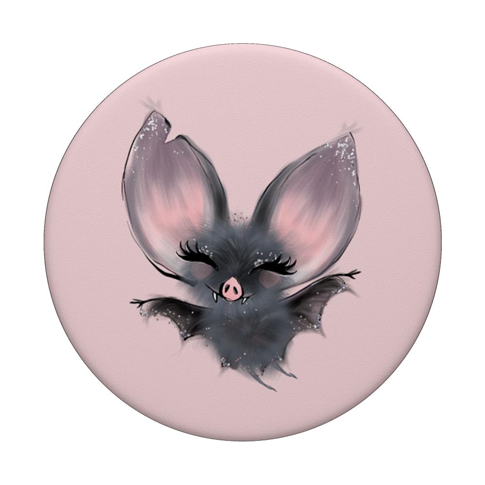 Halloween Bat Adorable Gothic Pink Grey Teen Girl Women PopSockets Adhesive PopGrip