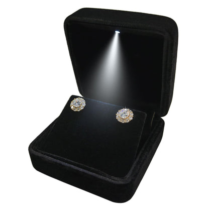GBYAN Velvet Earring Box with LED Light, Stud Earring Gift Box Jewelry Display Case for Proposal,Engagement, Wedding and Birthday,Black