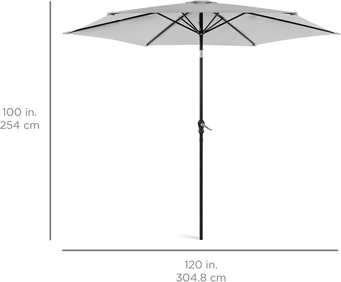 Best Choice Products 10ft Outdoor Table Compatible Steel Polyester Market Patio Umbrella w/Crank and Easy Push Button Tilt