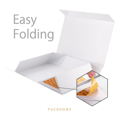 PACKHOME Mother's Day Extra Large Gift Box 17.5x11.3x4.3 Inches, Sturdy Shirt Box with Magnetic Lid for Clothes and Large Gifts (Glossy White)