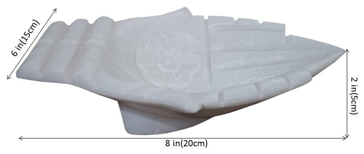 Purpledip Marble Bowl 'Anjali Hands': Fill With Water or Flower Petals Or Use As Small Serving Platter (12470A)