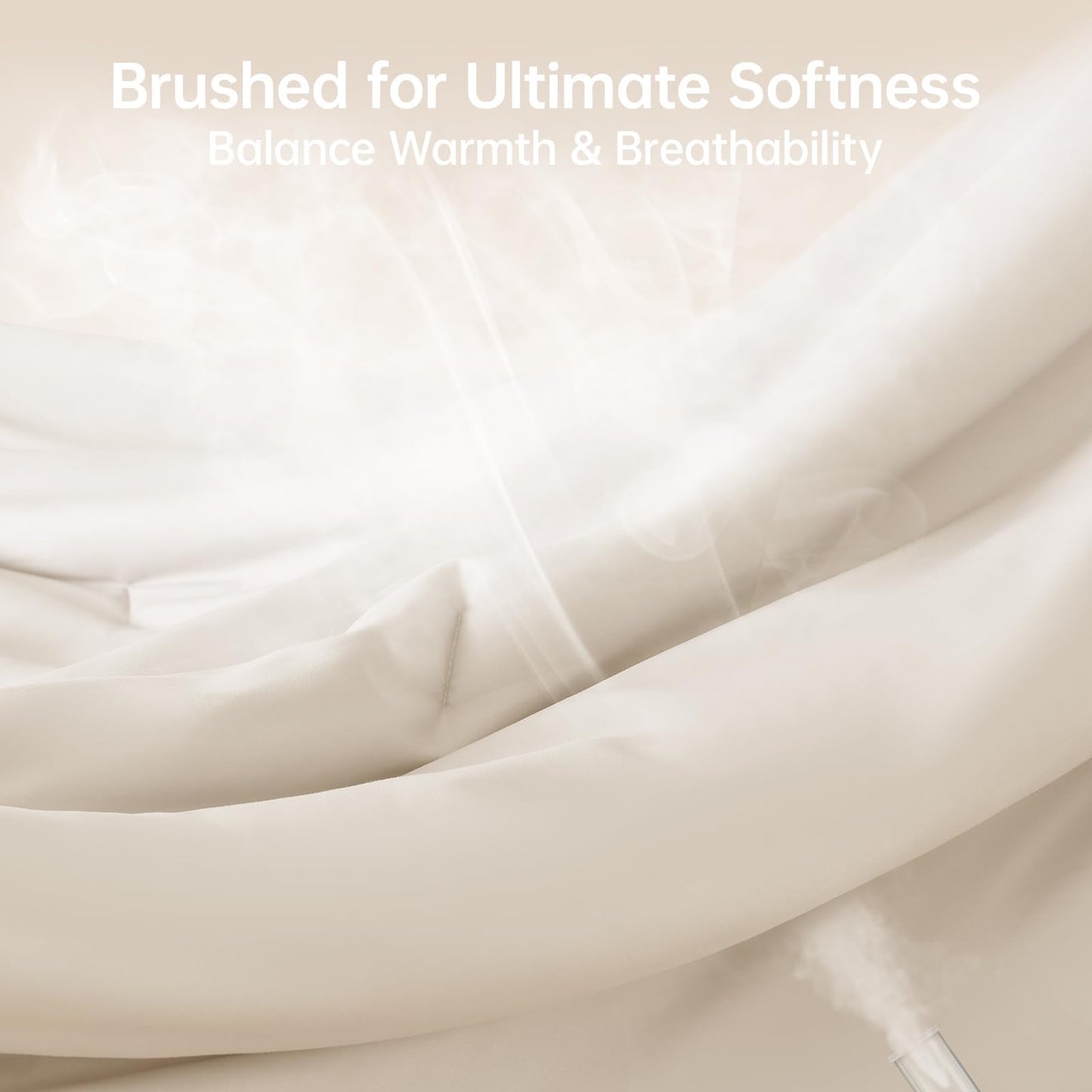MUXHOMO Queen Size Comforter Set Beige, 3 Piece Solid Bedding for All Seasons, Warm Down Alternative Bed Set Includes 1 Lightweight Comforter (90"x90") and 2 Pillowshams (20"x26")
