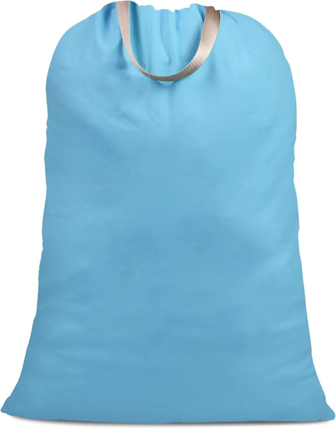 Cotton Canvas Laundry Bag with Handles & Drawstring Straps, Heavy Duty Extra