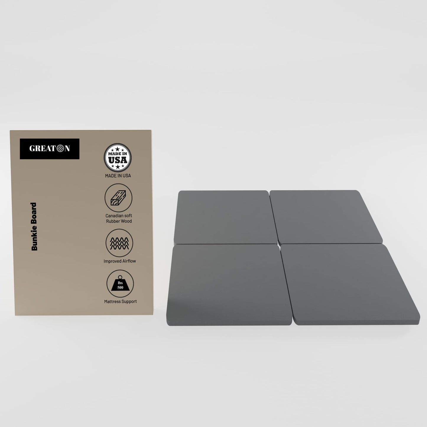 Greaton, 1.5-Inch Split Bunkie Board for Mattress/Bed Support - Fully Assembled, Improved Comfort and Support, Queen(Fold), Gray