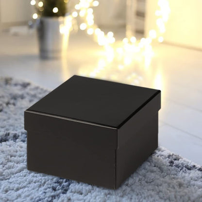 Oairse Small Gift Boxes with Lids Nesting Black Gift Boxes for Presents Set of 4 Present Boxes for Flower Arrangements Paper Mache Boxes for Bridesmaid, Proposal, Wedding, Birthday, Party Favor