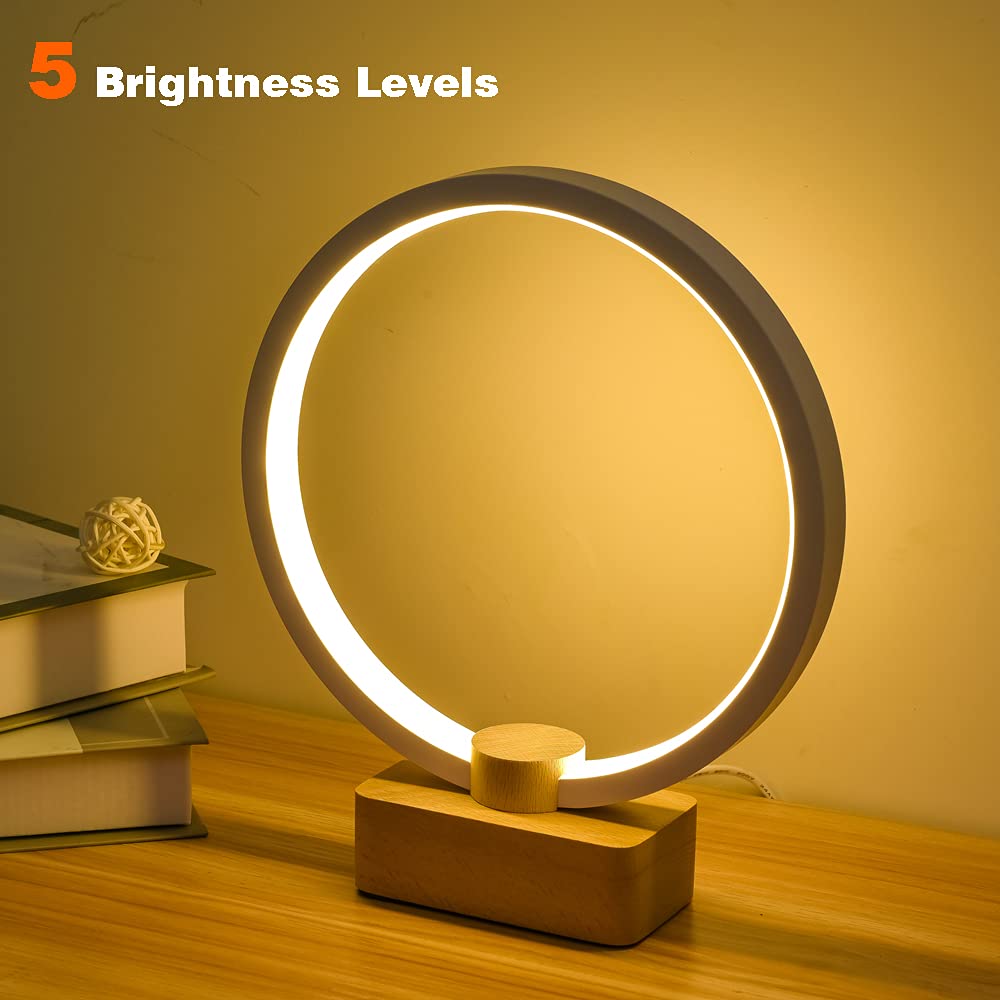 LONRISWAY LED Wood Table Lamp, Bedroom Bedside Night Light, Dimmable Led Lighting, Creative Home Decor, Unique House warmging Gift 1.3m Cable, 5W 350LM Nightstand Lamps