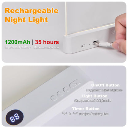 Book Light, Rechargeable Clear LED Flat Reading Light with 3 Colors & Timer, Dimmable Panel Plate Lamp Book Full Page Light for Reading in Bed at Night, Funny Gifts for Readers Kids Women Men (Pink)