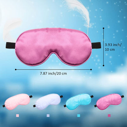 BBTO 4 Pcs Silk Sleep Eye Masks Smooth Soft Satin Eye Covers with Adjustable Strap Blindfold for Sleeping Blocking Out Lights Travel Relaxation (Royal Blue, Dark Green, Navy Blue, Black)