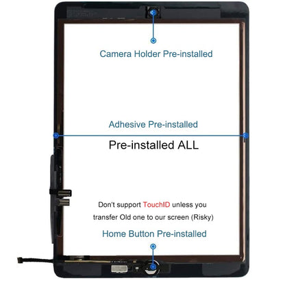 [NO LCD] for iPad 9 (9th Generation) A2602 A2603 A2604 A2605 Screen Replacement Digitizer Touch Glass Kits, for iPad 9th Gen 10.2 Inch (2021 Released), Full Repair Sets+Home Button[TouchID NO Work]