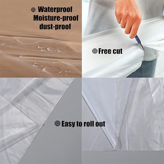 30 Pieces Plastic Drop Sheets for Painting, Waterproof and Dust-Proof Clear