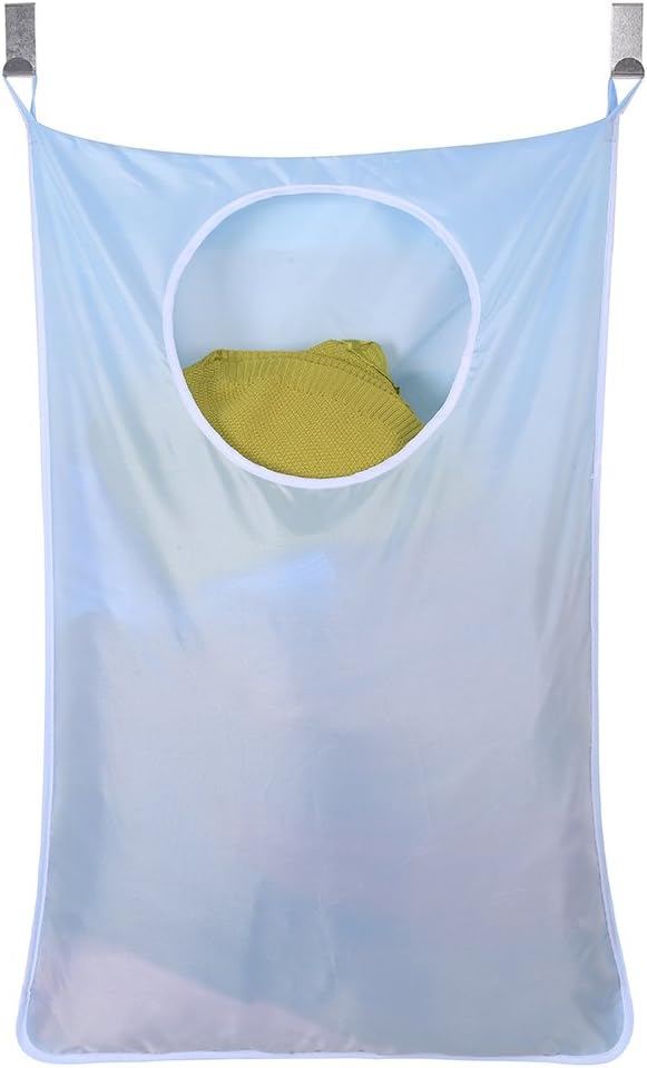 Oxford Fabric Space Saving Door-Hanging Laundry Hamper Bag + 2 Stainless Steel