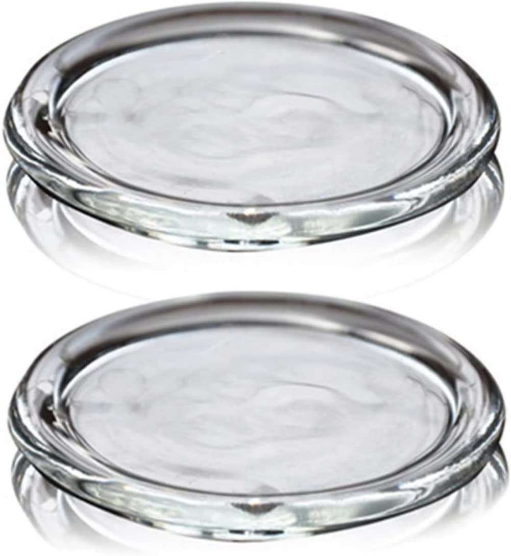 Cumuiu 4 Pack Glass Candle Holder 3" Clear Beautiful Transparent Round Candle Plate…