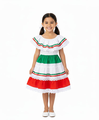 unik Girl's Traditional Mexican Cinco De Mayo Fiesta Dress Red Size 12