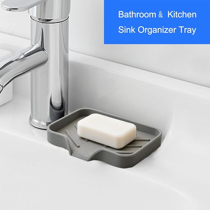 Sponge Holder with Drain Spout, Silicone Sponge Tray