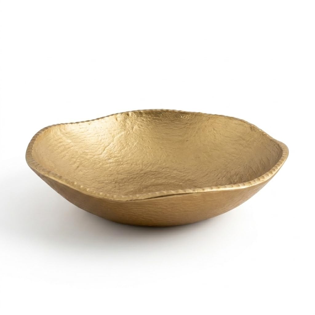 ANDALUCA Decorative Cast Metal Round Bowl 10 inch (Gold)