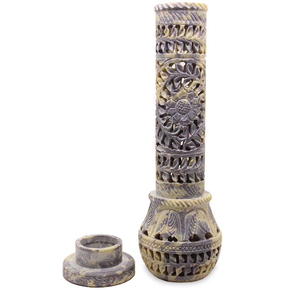 Father’s Day Handmade Soapstone Incense Stick Tower Holder, Marble Incense Burner Tower, Decorative Aromatherapy Fragrance Holder for Home Office Meditation Room Decor