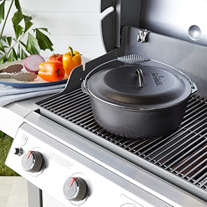 Lodge 8.52 litre / 9 quart Pre-Seasoned Cast Iron Dutch Oven / Casserole Dish (with Spiral Bail Handle), Black