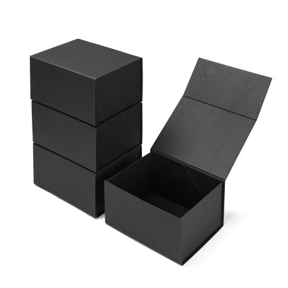 Ditwis 4 Pack 8x6x4 Inches Gift Boxes with Magnetic Closure Lids, Black Magnetic Box for Wedding, Groomsmen Bridesmaid Proposal, Birthdays, Mother's Day