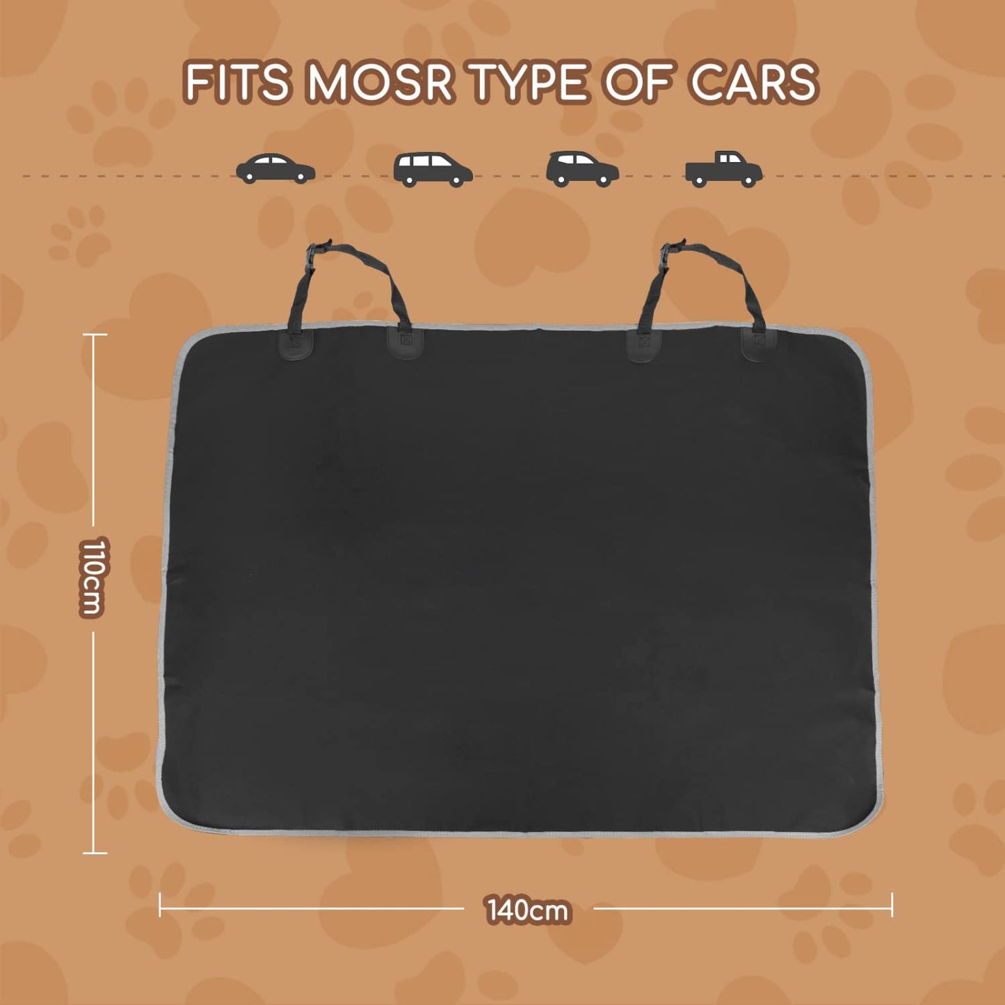 Nobleza Dog Car Seat Cover, No-Skirt Design Nonslip Car Seat Cover for Dogs, Durable Scratch Proof Car Boot Liner Protector, Dog Seat Covers for Universal Cars Back Seats, 140 * 110CM, Black