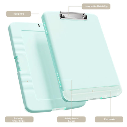 Piasoenc Clipboard with Storage, 8.5 x 11 Organization Box with Pen Holder and A4 Legal Paper Folder, Folio & Side-Opening, Low Profile Clip,for Nurses,Teachers, Size 14 x 9.6 x 1.2 in, Blue
