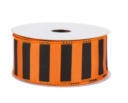 Halloween Striped Wired Edge Ribbon - 1 1/2" x 10 Yards, Orange & Black Stripes, Decorations, Swag, Presents, Gift Bow, Fall Decor, Autumn Wreath, Thanksgiving, Easter